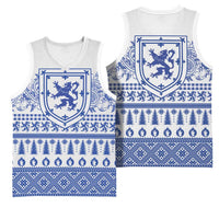 Scottish Christmas Basketball Jersey Scotland Thistle and Celtic Knot White-Blue Color - Wonder Print Shop