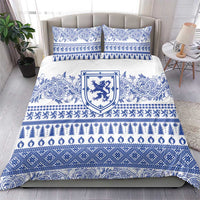 Scottish Christmas Bedding Set Scotland Thistle and Celtic Knot White-Blue Color - Wonder Print Shop