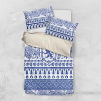 Scottish Christmas Bedding Set Scotland Thistle and Celtic Knot White-Blue Color - Wonder Print Shop