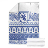 Scottish Christmas Blanket Scotland Thistle and Celtic Knot White-Blue Color - Wonder Print Shop