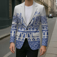 Scottish Christmas Blazer Scotland Thistle and Celtic Knot White-Blue Color - Wonder Print Shop