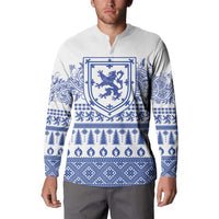 Scottish Christmas Button Sweatshirt Scotland Thistle and Celtic Knot White-Blue Color - Wonder Print Shop