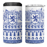 Scottish Christmas 4 in 1 Can Cooler Tumbler Scotland Thistle and Celtic Knot White-Blue Color - Wonder Print Shop