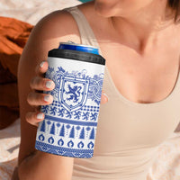 Scottish Christmas 4 in 1 Can Cooler Tumbler Scotland Thistle and Celtic Knot White-Blue Color - Wonder Print Shop