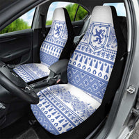 Scottish Christmas Car Seat Cover Scotland Thistle and Celtic Knot White-Blue Color - Wonder Print Shop