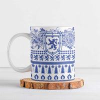 Scottish Christmas Ceramic Mug Scotland Thistle and Celtic Knot White-Blue Color - Wonder Print Shop