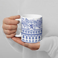 Scottish Christmas Ceramic Mug Scotland Thistle and Celtic Knot White-Blue Color - Wonder Print Shop