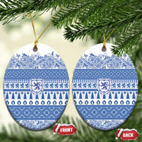 Scottish Christmas Ceramic Ornament Scotland Thistle and Celtic Knot White-Blue Color - Wonder Print Shop