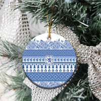 Scottish Christmas Ceramic Ornament Scotland Thistle and Celtic Knot White-Blue Color - Wonder Print Shop