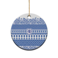 Scottish Christmas Ceramic Ornament Scotland Thistle and Celtic Knot White-Blue Color - Wonder Print Shop