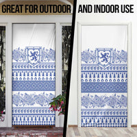 Scottish Christmas Door Cover Scotland Thistle and Celtic Knot White-Blue Color - Wonder Print Shop