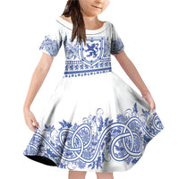 Scottish Christmas Family Matching Off Shoulder Short Dress and Hawaiian Shirt Scotland Thistle and Celtic Knot White-Blue Color - Wonder Print Shop
