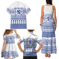 Scottish Christmas Family Matching Tank Maxi Dress and Hawaiian Shirt Scotland Thistle and Celtic Knot White-Blue Color - Wonder Print Shop
