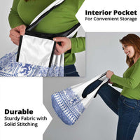 Scottish Christmas Grocery Bag Scotland Thistle and Celtic Knot White-Blue Color - Wonder Print Shop