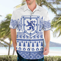 Scottish Christmas Hawaiian Shirt Scotland Thistle and Celtic Knot White-Blue Color - Wonder Print Shop