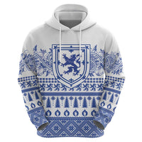 Scottish Christmas Hoodie Scotland Thistle and Celtic Knot White-Blue Color - Wonder Print Shop