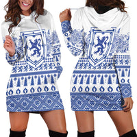 Scottish Christmas Hoodie Dress Scotland Thistle and Celtic Knot White-Blue Color - Wonder Print Shop
