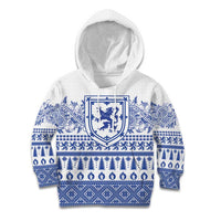 Scottish Christmas Kid Hoodie Scotland Thistle and Celtic Knot White-Blue Color - Wonder Print Shop