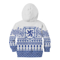 Scottish Christmas Kid Hoodie Scotland Thistle and Celtic Knot White-Blue Color - Wonder Print Shop