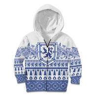 Scottish Christmas Kid Hoodie Scotland Thistle and Celtic Knot White-Blue Color - Wonder Print Shop