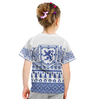 Scottish Christmas Kid T Shirt Scotland Thistle and Celtic Knot White-Blue Color - Wonder Print Shop