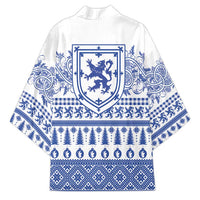 Scottish Christmas Kimono Scotland Thistle and Celtic Knot White-Blue Color - Wonder Print Shop