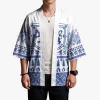 Scottish Christmas Kimono Scotland Thistle and Celtic Knot White-Blue Color - Wonder Print Shop