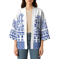 Scottish Christmas Kimono Scotland Thistle and Celtic Knot White-Blue Color - Wonder Print Shop