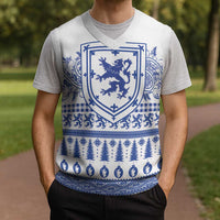 Scottish Christmas Knitted V-Neck Vest Scotland Thistle and Celtic Knot White-Blue Color - Wonder Print Shop