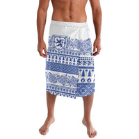 Scottish Christmas Lavalava Scotland Thistle and Celtic Knot White-Blue Color - Wonder Print Shop