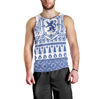 Scottish Christmas Men Tank Top Scotland Thistle and Celtic Knot White-Blue Color - Wonder Print Shop