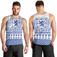 Scottish Christmas Men Tank Top Scotland Thistle and Celtic Knot White-Blue Color - Wonder Print Shop
