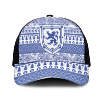 Scottish Christmas Mesh Trucker Cap Scotland Thistle and Celtic Knot White-Blue Color - Wonder Print Shop