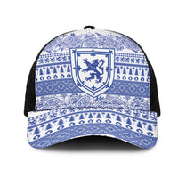 Scottish Christmas Mesh Trucker Cap Scotland Thistle and Celtic Knot White-Blue Color - Wonder Print Shop