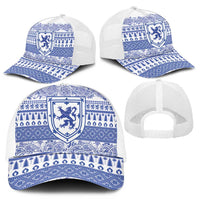 Scottish Christmas Mesh Trucker Cap Scotland Thistle and Celtic Knot White-Blue Color - Wonder Print Shop