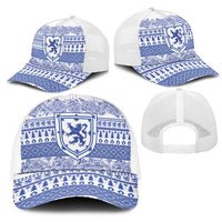 Scottish Christmas Mesh Trucker Cap Scotland Thistle and Celtic Knot White-Blue Color - Wonder Print Shop