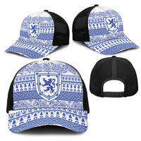 Scottish Christmas Mesh Trucker Cap Scotland Thistle and Celtic Knot White-Blue Color - Wonder Print Shop