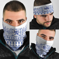 Scottish Christmas Neck Gaiter Scotland Thistle and Celtic Knot White-Blue Color - Wonder Print Shop