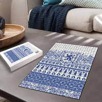 Scottish Christmas Puzzle Scotland Thistle and Celtic Knot White-Blue Color - Wonder Print Shop