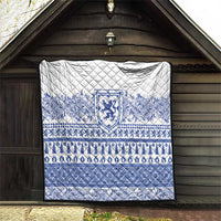 Scottish Christmas Quilt Scotland Thistle and Celtic Knot White-Blue Color - Wonder Print Shop