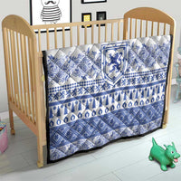 Scottish Christmas Quilt Scotland Thistle and Celtic Knot White-Blue Color - Wonder Print Shop