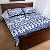 Scottish Christmas Quilt Bed Set Scotland Thistle and Celtic Knot White-Blue Color - Wonder Print Shop