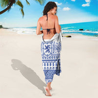 Scottish Christmas Sarong Scotland Thistle and Celtic Knot White-Blue Color - Wonder Print Shop