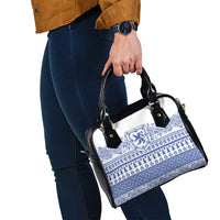 Scottish Christmas Shoulder Handbag Scotland Thistle and Celtic Knot White-Blue Color - Wonder Print Shop