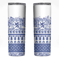 Scottish Christmas Skinny Tumbler Scotland Thistle and Celtic Knot White-Blue Color - Wonder Print Shop