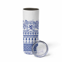 Scottish Christmas Skinny Tumbler Scotland Thistle and Celtic Knot White-Blue Color - Wonder Print Shop