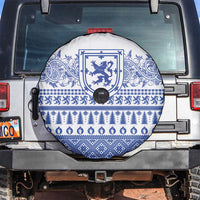 Scottish Christmas Spare Tire Cover Scotland Thistle and Celtic Knot White-Blue Color - Wonder Print Shop