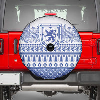 Scottish Christmas Spare Tire Cover Scotland Thistle and Celtic Knot White-Blue Color - Wonder Print Shop