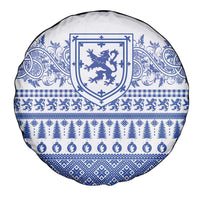 Scottish Christmas Spare Tire Cover Scotland Thistle and Celtic Knot White-Blue Color - Wonder Print Shop