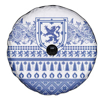 Scottish Christmas Spare Tire Cover Scotland Thistle and Celtic Knot White-Blue Color - Wonder Print Shop